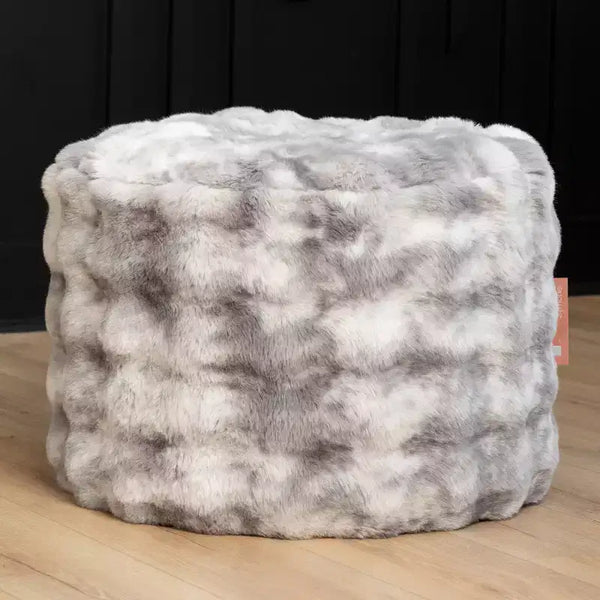 Pouf ottoman rond d'appoint – Fausse fourrure