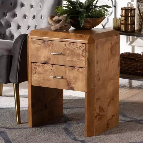 bali & pari Nebu Wood Nightstand Mappa Burl