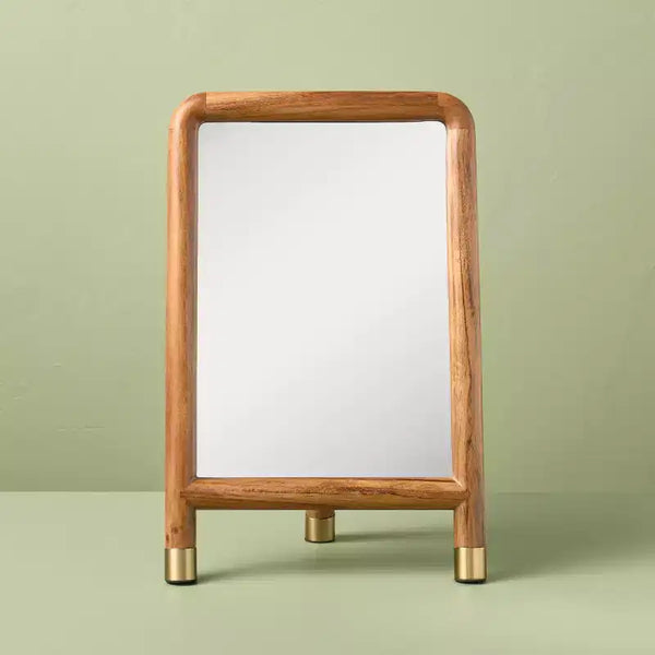 Wood Accent Mirror with Brass Feet - Hearth & Hand™ with Magnolia