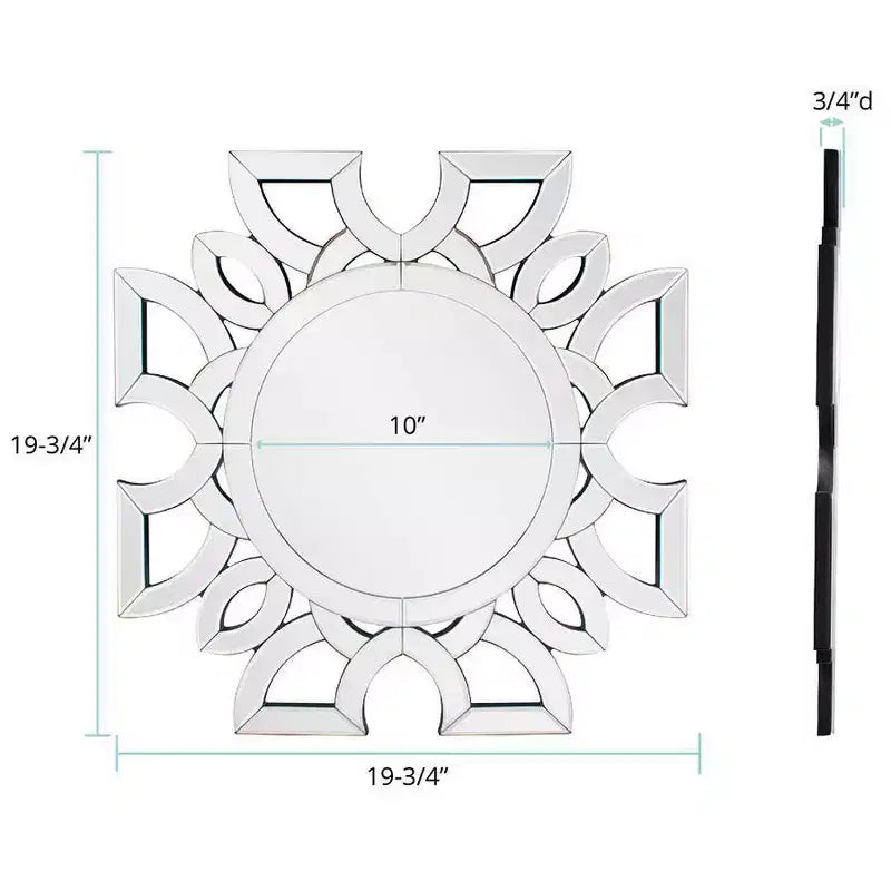19.75"x19.75" Round Symmetrical Cut Pattern Wall Mirror