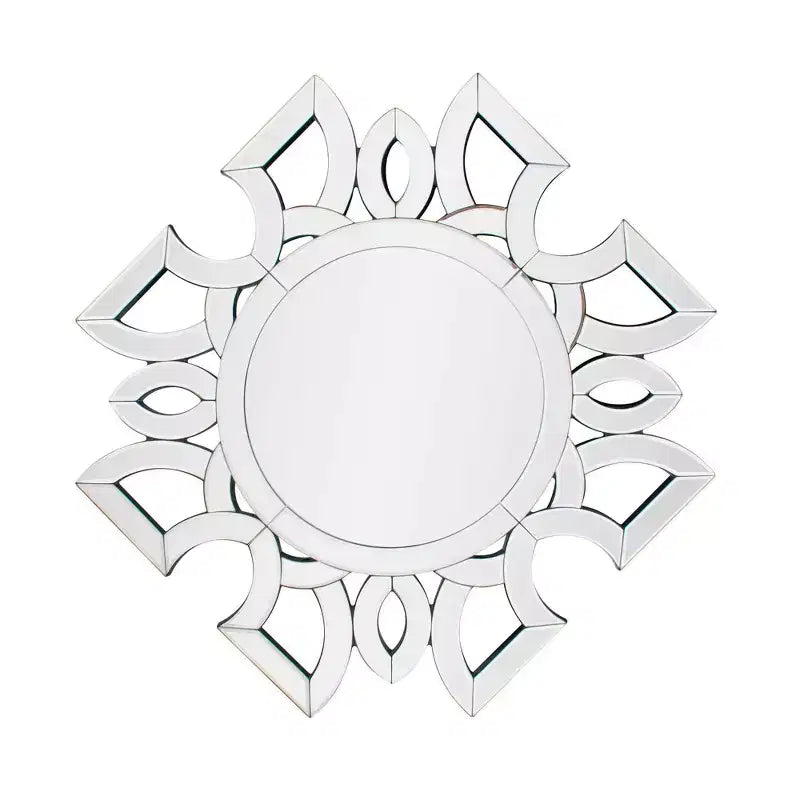 19.75"x19.75" Round Symmetrical Cut Pattern Wall Mirror