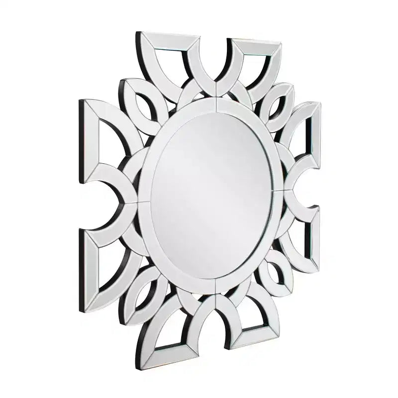 19.75"x19.75" Round Symmetrical Cut Pattern Wall Mirror