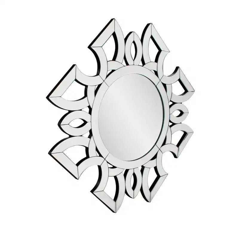 19.75"x19.75" Round Symmetrical Cut Pattern Wall Mirror