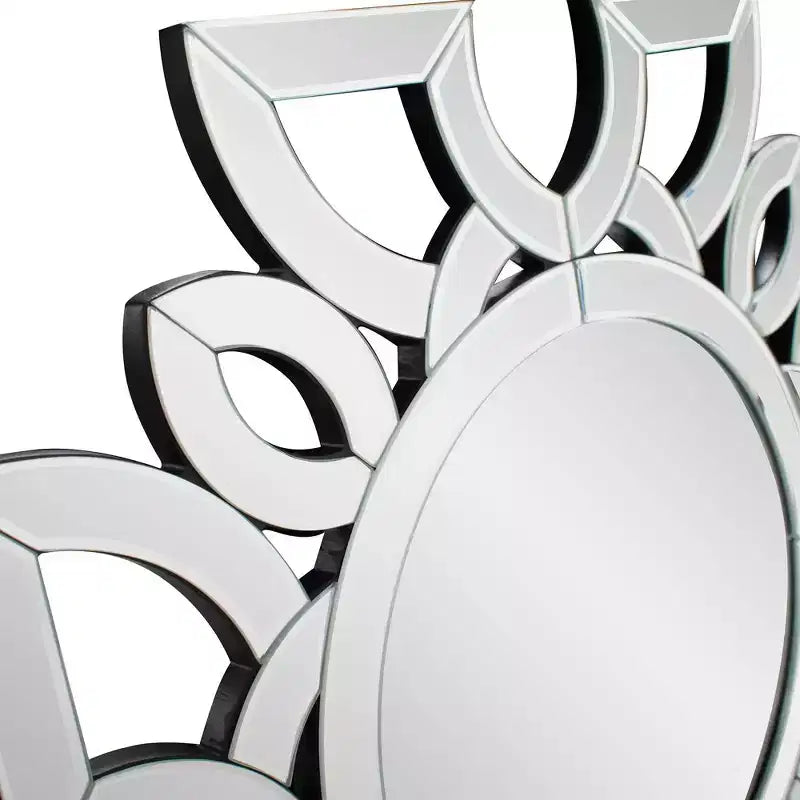 19.75"x19.75" Round Symmetrical Cut Pattern Wall Mirror
