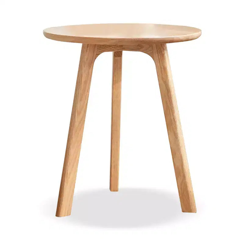 Minimalist 19.7" Three Legs Solid Oak Round Side Table