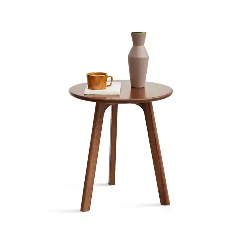 Minimalist 19.7" Three Legs Solid Oak Round Side Table