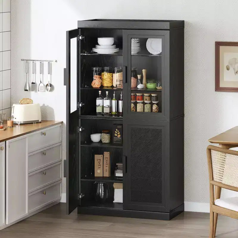 Wood Kitchen Storage Pantry Cabinet with Adjustable Shelves