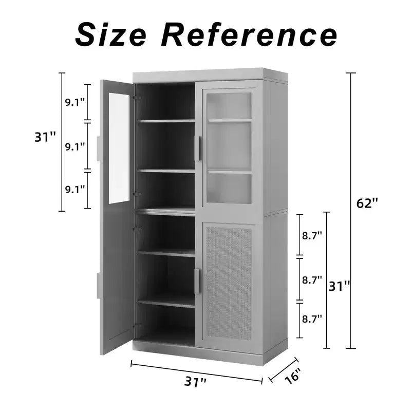 Wood Kitchen Storage Pantry Cabinet with Adjustable Shelves