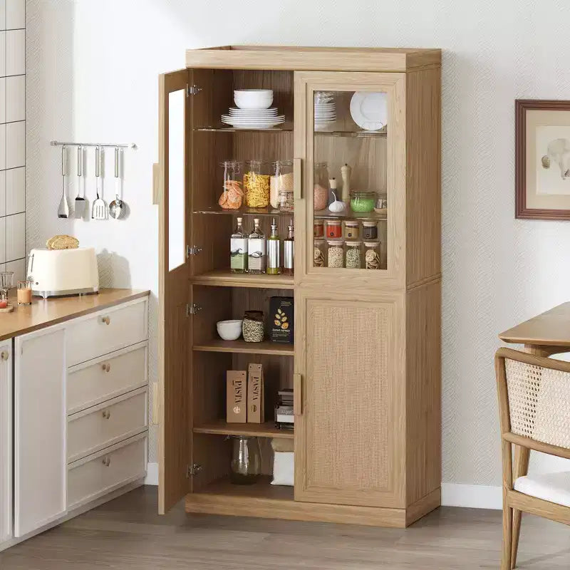 Wood Kitchen Storage Pantry Cabinet with Adjustable Shelves