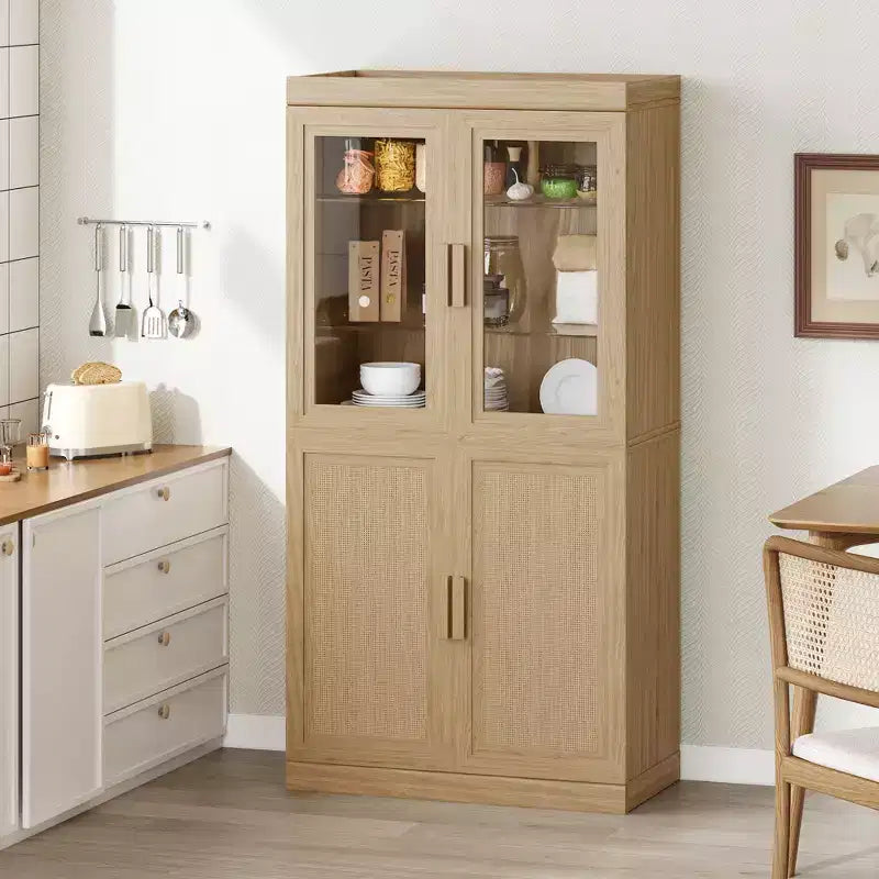 Wood Kitchen Storage Pantry Cabinet with Adjustable Shelves