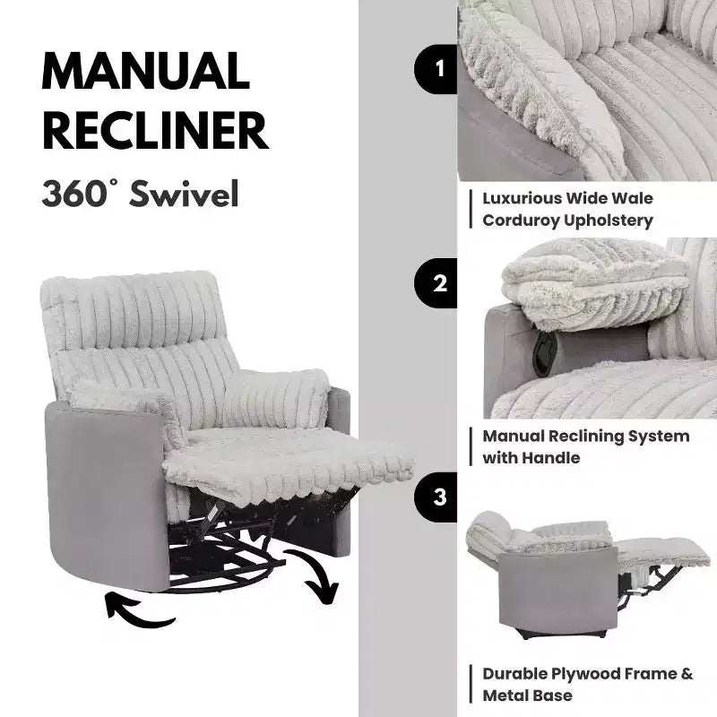 Wide Wale Corduroy Upholstery Manual Recliner