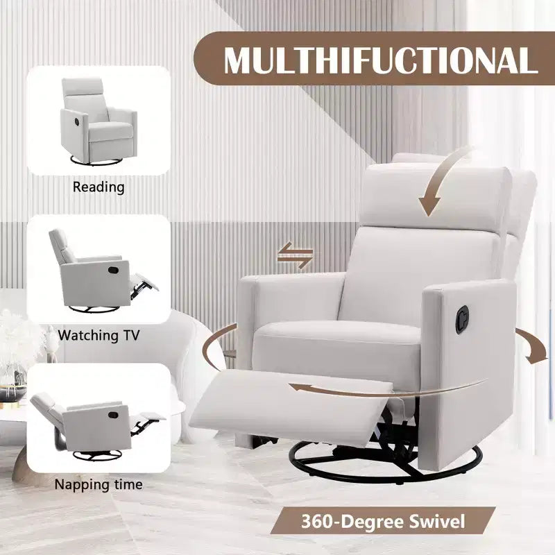 Modern Accent Chairs for Bedroom, Upholstered Rocker Nursery Chair Plush Seating Glider Swivel Recliner Chair