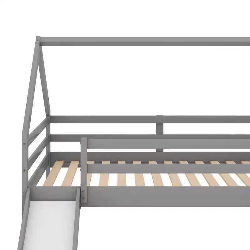 Twin Size Bunk House Bed with Slide and Ladder