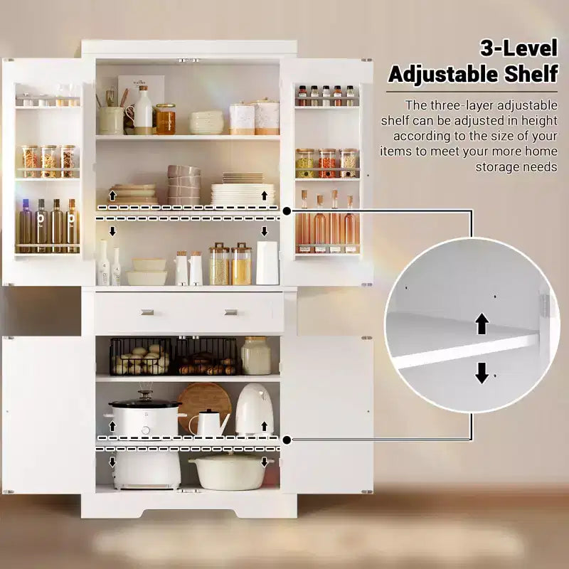 72 Kitchen Pantry Storage Cabinet, with 2 Drawers, 2 Cabinets, 3 Adjustable Shelves, 6 Door Shelves, Freestanding Cupboard for Kitchen & Living Room