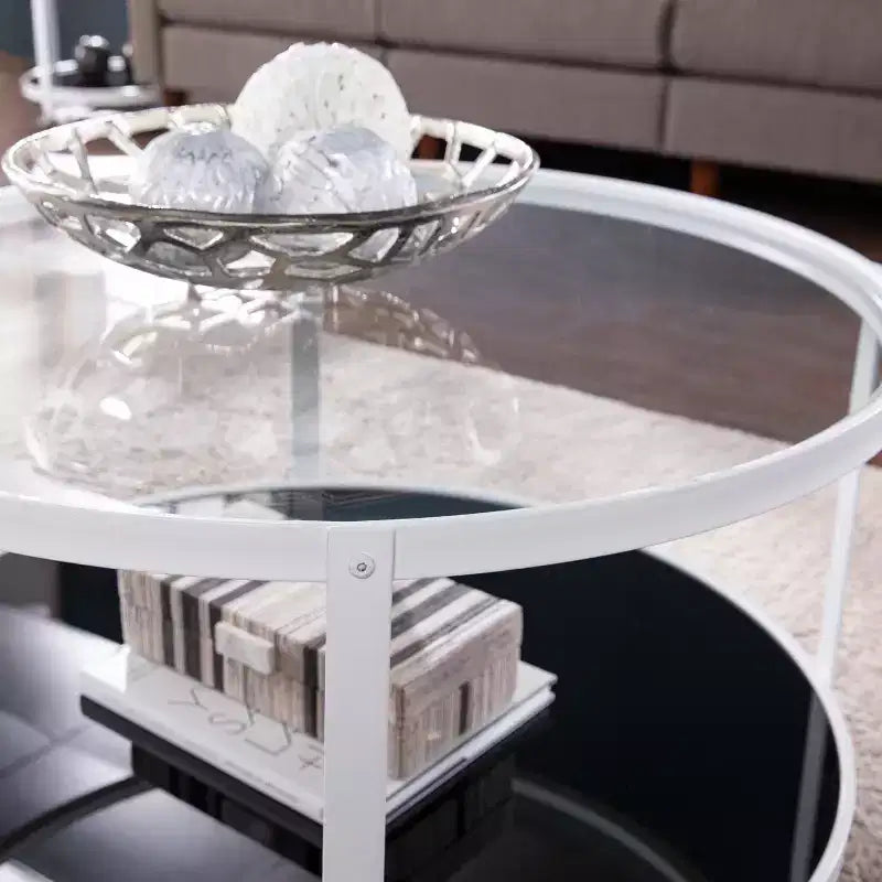 Glass-Top Cocktail Table White