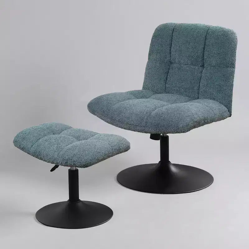 Leisure Linen Fabric Swivel Accent Chair with Ottoman, Wood and Metal Frame