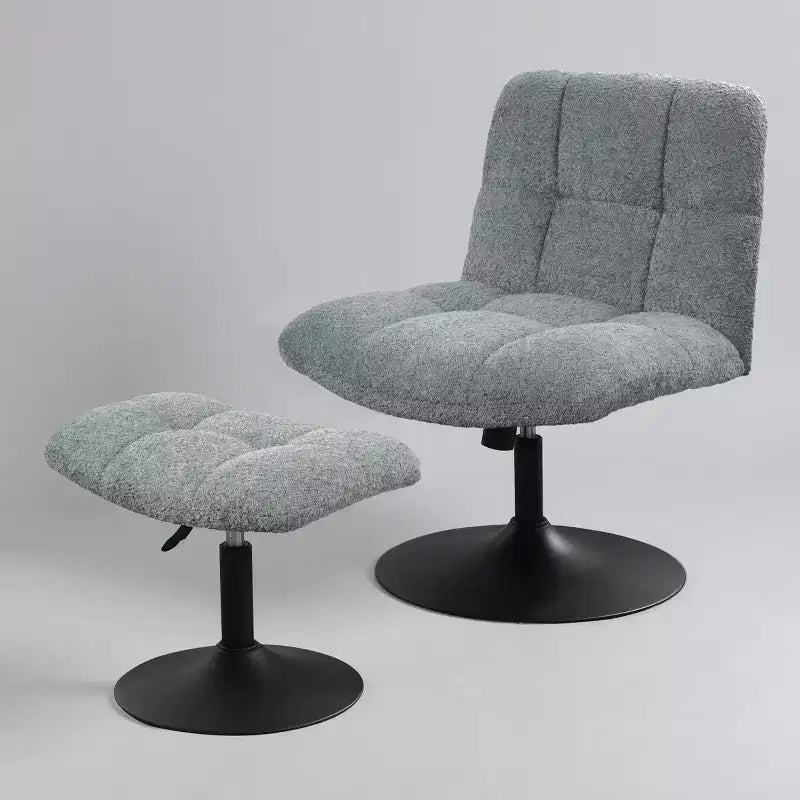 Leisure Linen Fabric Swivel Accent Chair with Ottoman, Wood and Metal Frame