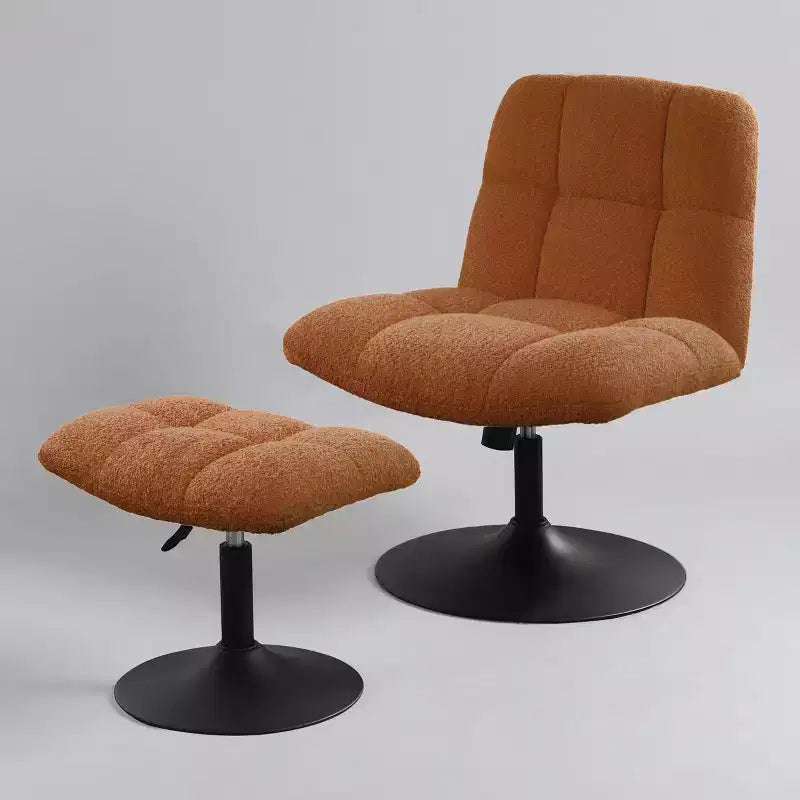 Leisure Linen Fabric Swivel Accent Chair with Ottoman, Wood and Metal Frame