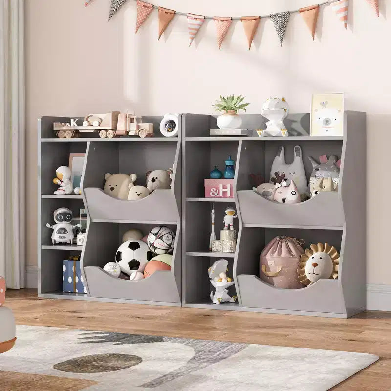 31.5 Inch Height 3-Layer Kids Bookshelf, Toy Storage Cabinet, 5-Grid Kids Toy Rack for Bedroom, Hallway, Living Room and Nursery
