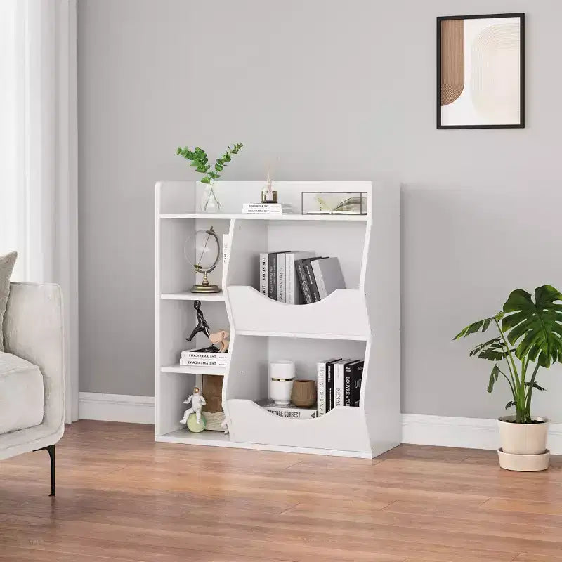 31.5 Inch Height 3-Layer Kids Bookshelf, Toy Storage Cabinet, 5-Grid Kids Toy Rack for Bedroom, Hallway, Living Room and Nursery