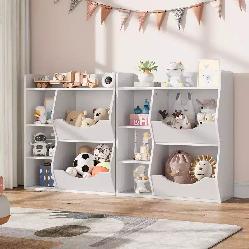 31.5 Inch Height 3-Layer Kids Bookshelf, Toy Storage Cabinet, 5-Grid Kids Toy Rack for Bedroom, Hallway, Living Room and Nursery