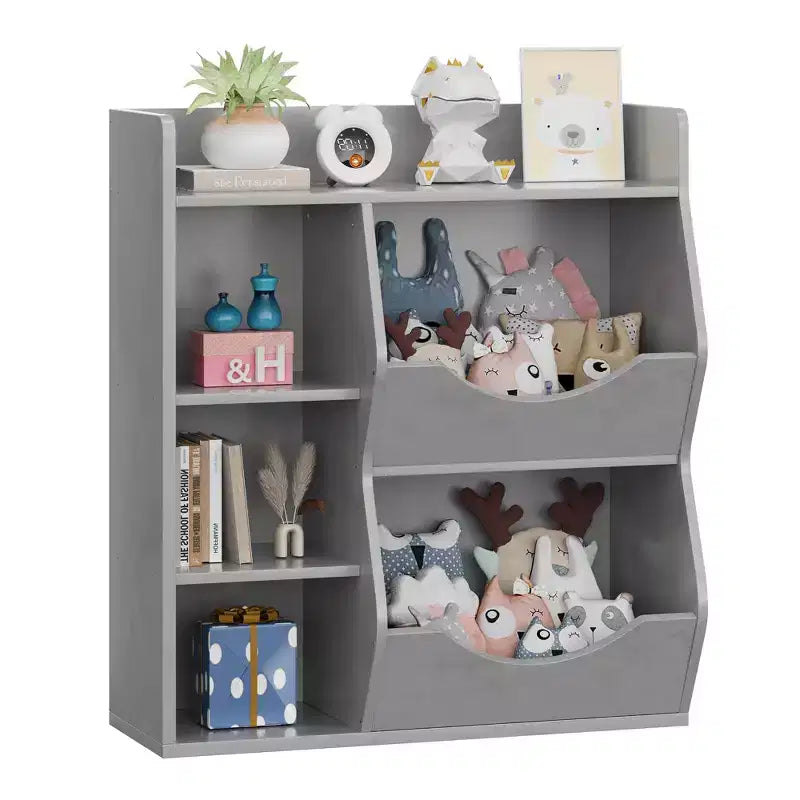 31.5 Inch Height 3-Layer Kids Bookshelf, Toy Storage Cabinet, 5-Grid Kids Toy Rack for Bedroom, Hallway, Living Room and Nursery
