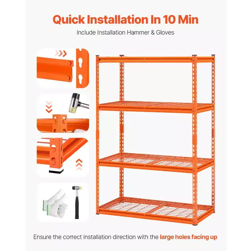 Storage Shelves, 2400 lbs, 4 Tier Heavy Duty Garage Shelving, 20 D x 40 W x 60 H Adjustable Metal Shelves for Industrial Shelving Unit