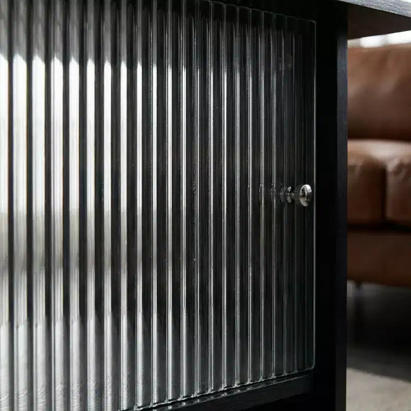 Modern Rectangular Coffee Table with Glass Sliding Door