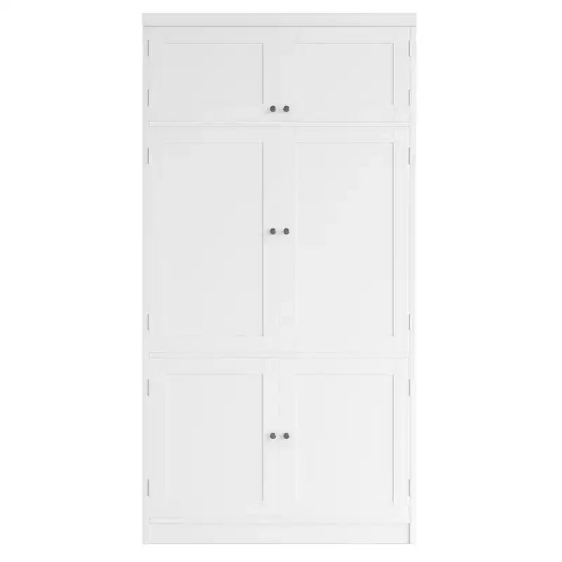 Large Shaker Style Kitchen Pantry with 2 Power Outlets, Adjustable and Door Shelves