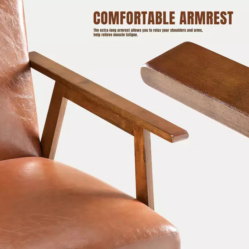 Mid-Century Modern Accent Chair - 5.9" Thick Cushioned Seat, 300 lbs Capacity Solid Wood Frame Armchair