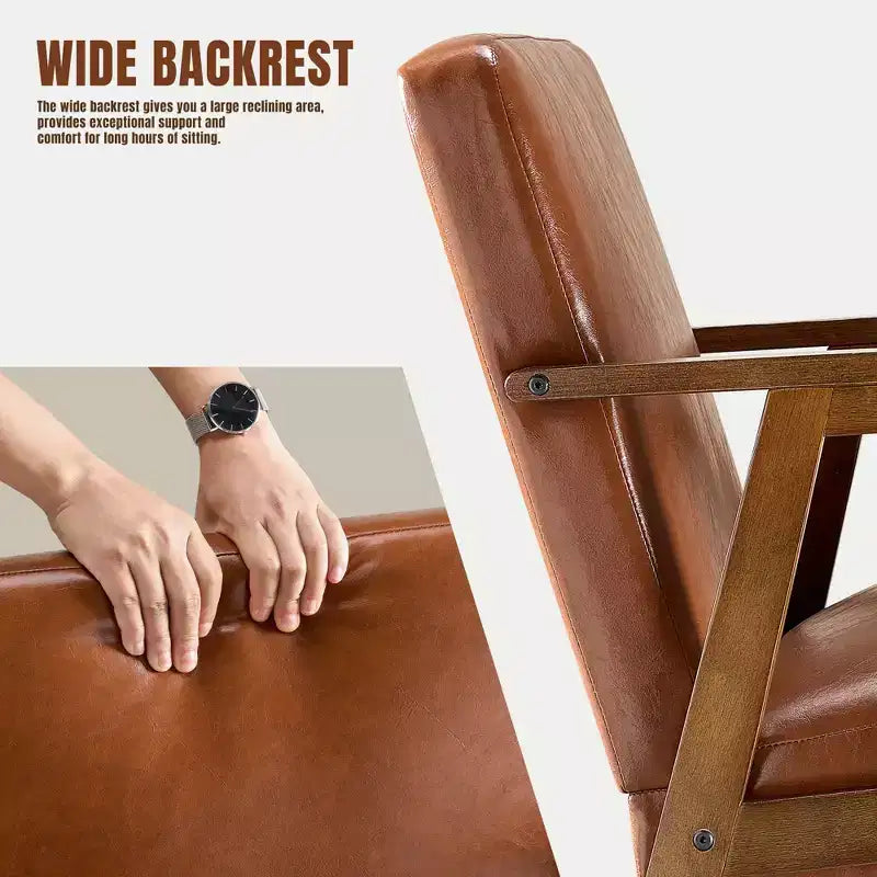Mid-Century Modern Accent Chair - 5.9" Thick Cushioned Seat, 300 lbs Capacity Solid Wood Frame Armchair