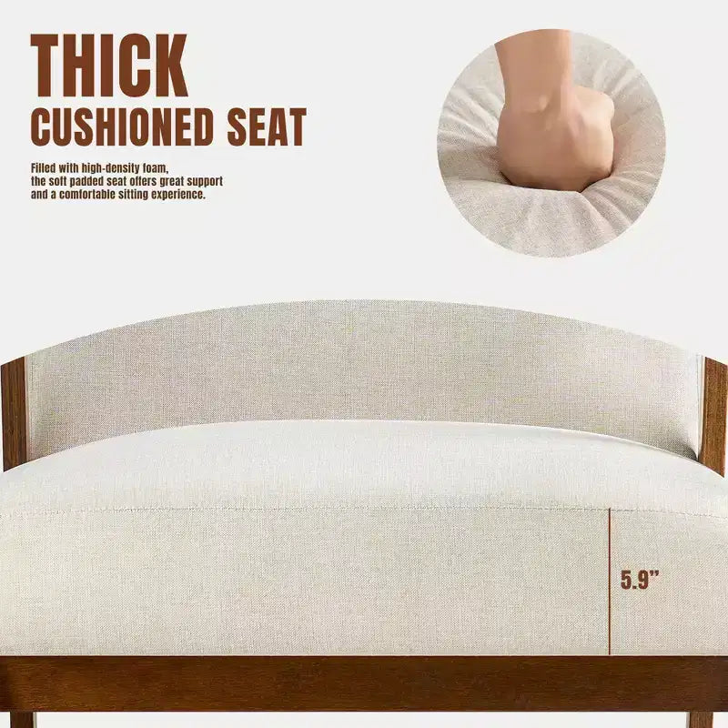 Mid-Century Modern Accent Chair - 5.9" Thick Cushioned Seat, 300 lbs Capacity Solid Wood Frame Armchair