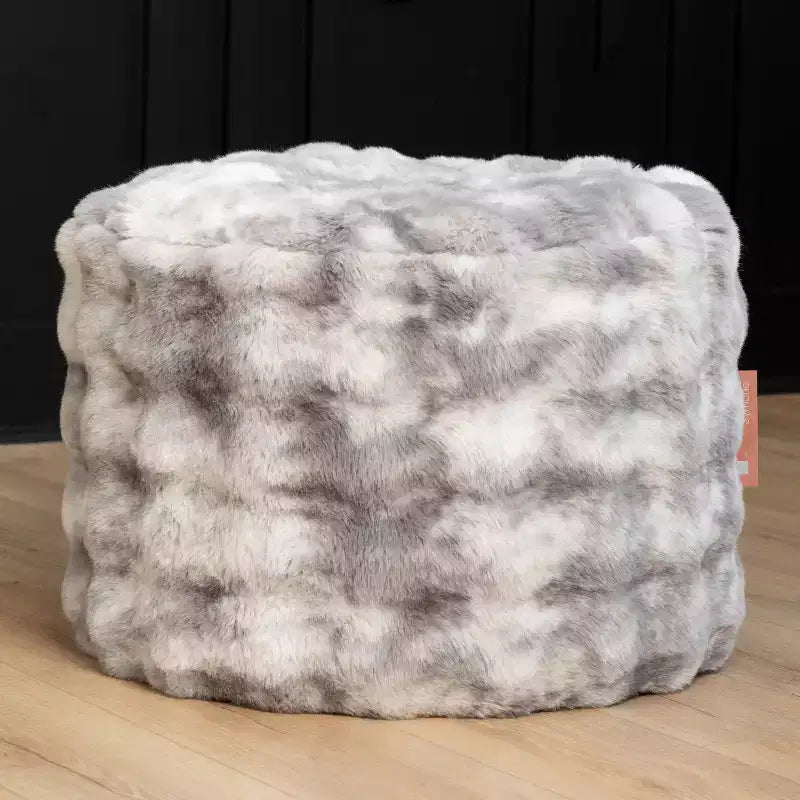 Round Ottoman Accent Pouf - Faux Fur