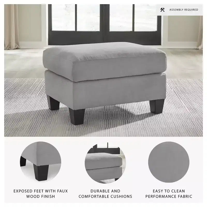 Ottoman Suede-Like Polyester Upholstery Shadow Gray
