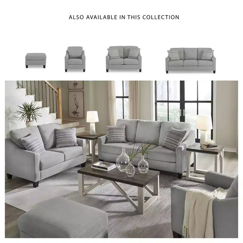Ottoman Suede-Like Polyester Upholstery Shadow Gray