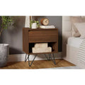 20 inch Wide Industrial Modern Nightstand in Walnut