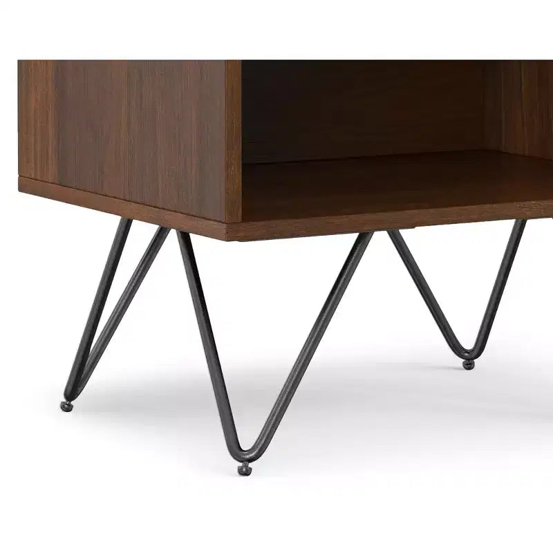 20 inch Wide Industrial Modern Nightstand in Walnut
