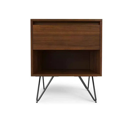 Table de chevet moderne industrielle de 50,8 cm de large en noyer