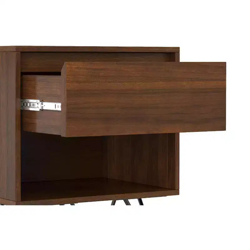 20 inch Wide Industrial Modern Nightstand in Walnut