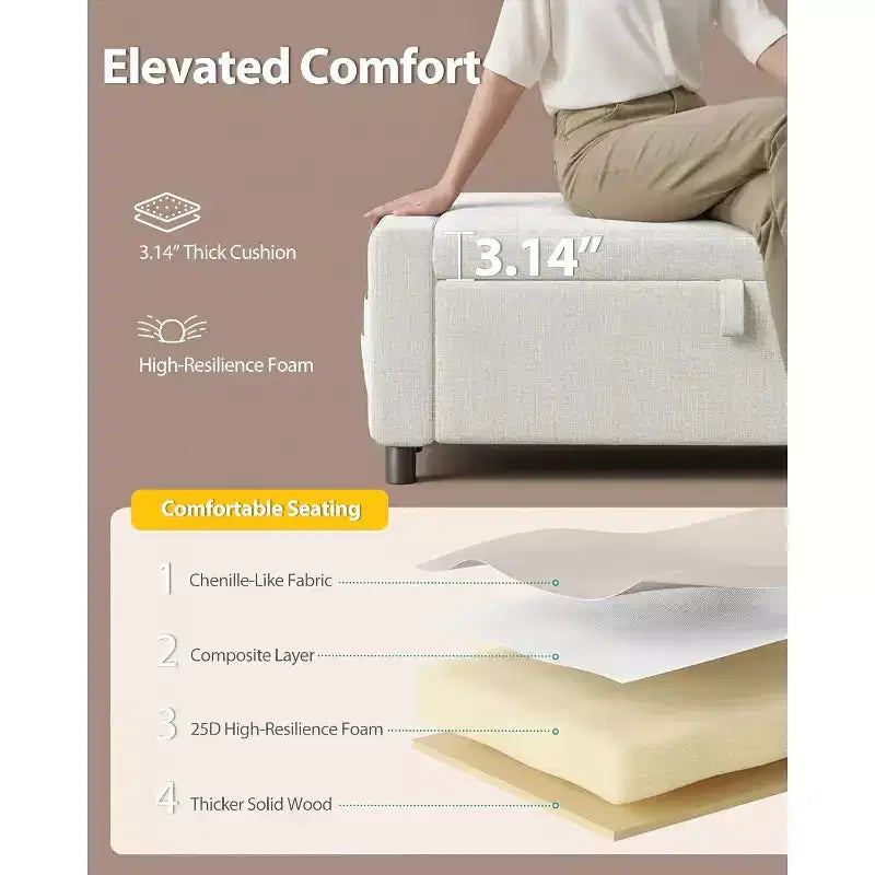 46 In storage shoe changing stool with safety hinges, suitable for bedroom, living room, and entrance benches, Maximum load capacity up to 400 LBS