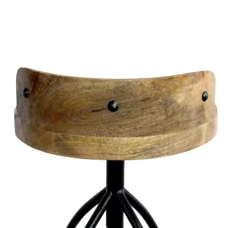 30-35" Industrial Style Adjustable Swivel Stool with Backrest Brown/Black