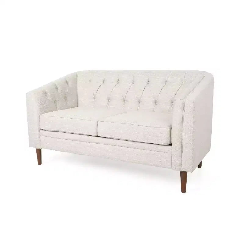Tufted Loveseat Beige/Espresso