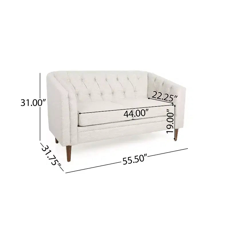 Tufted Loveseat Beige/Espresso
