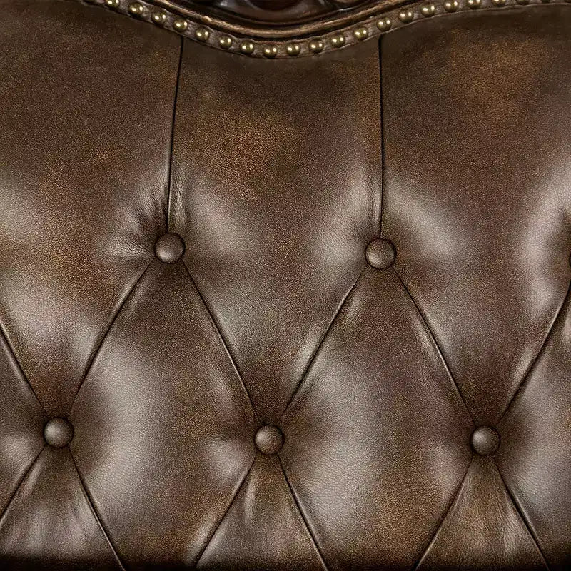 73" Traditional Loveseat with Nailhead Trim Brown