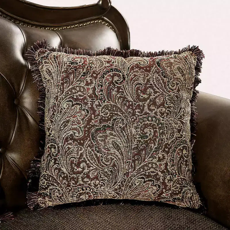 73" Traditional Loveseat with Nailhead Trim Brown