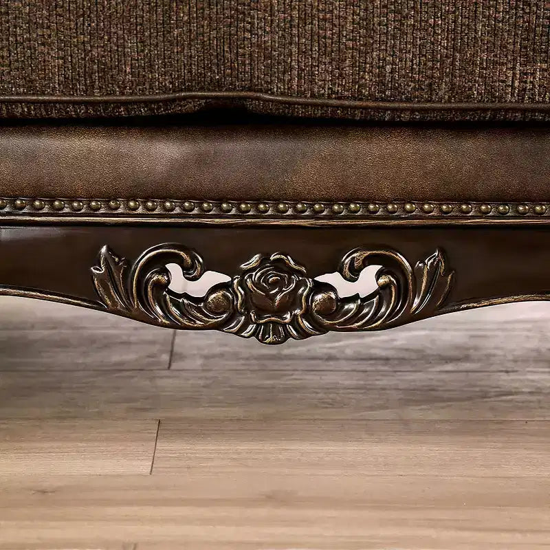 73" Traditional Loveseat with Nailhead Trim Brown