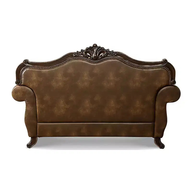 73" Traditional Loveseat with Nailhead Trim Brown