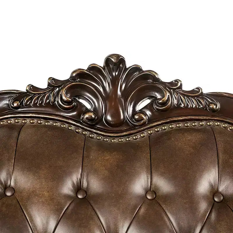 73" Traditional Loveseat with Nailhead Trim Brown