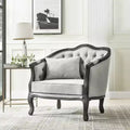 37" Samael Accent Chair Gray Linen Dark Brown Finish - Acme Furniture
