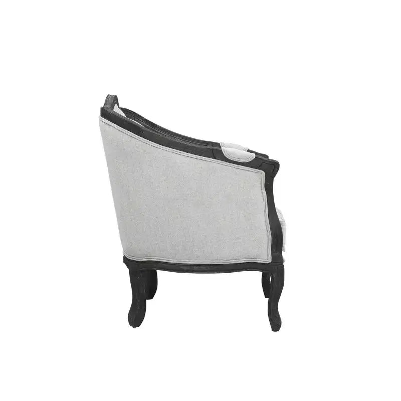 37" Samael Accent Chair Gray Linen Dark Brown Finish